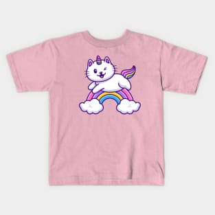 Cute Cat Unicorn Flying Kids T-Shirt